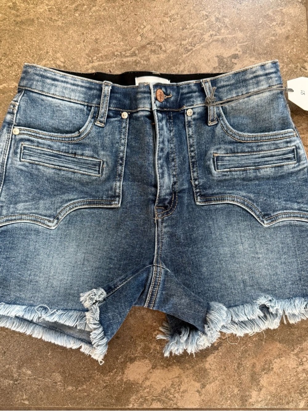 Mid-Rise Distressed Blue Denim Women’s Shorts
